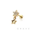 MULTI CZ STAR TOP THREADLESS (PUSH IN) 316L SURGICAL STEEL LABRET SET
